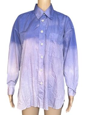 Issey Miyake Gradient Lavender Crinkled Button-Down Shirt Oversized XS